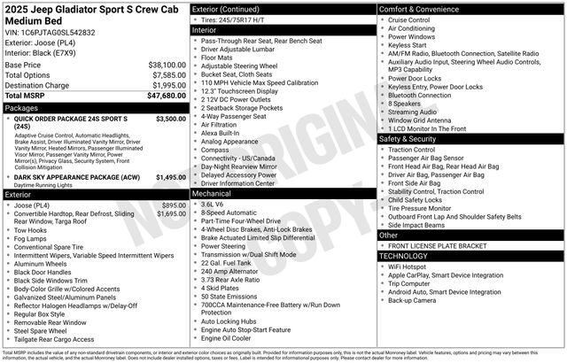 New 2025 Jeep Gladiator Sport image 27