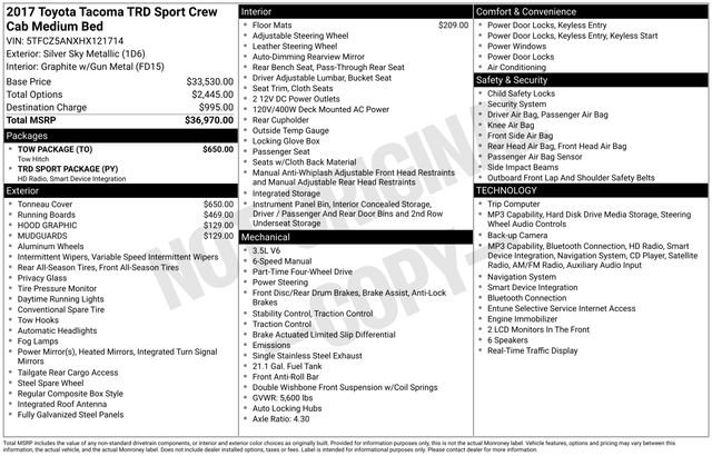 Certified 2017 Toyota Tacoma TRD Sport w/ Tow Package AWD/4WD image 28