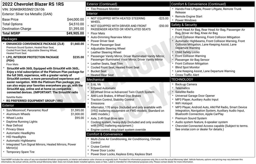 Used 2022 Chevrolet Blazer RS w/ Enhanced Convenience Package AWD/4WD image 3