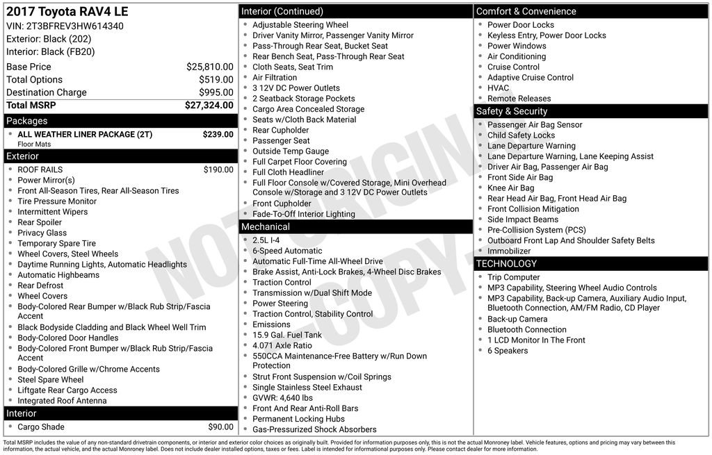 Used 2017 Toyota RAV4 LE w/ All Weather Liner Package image 50