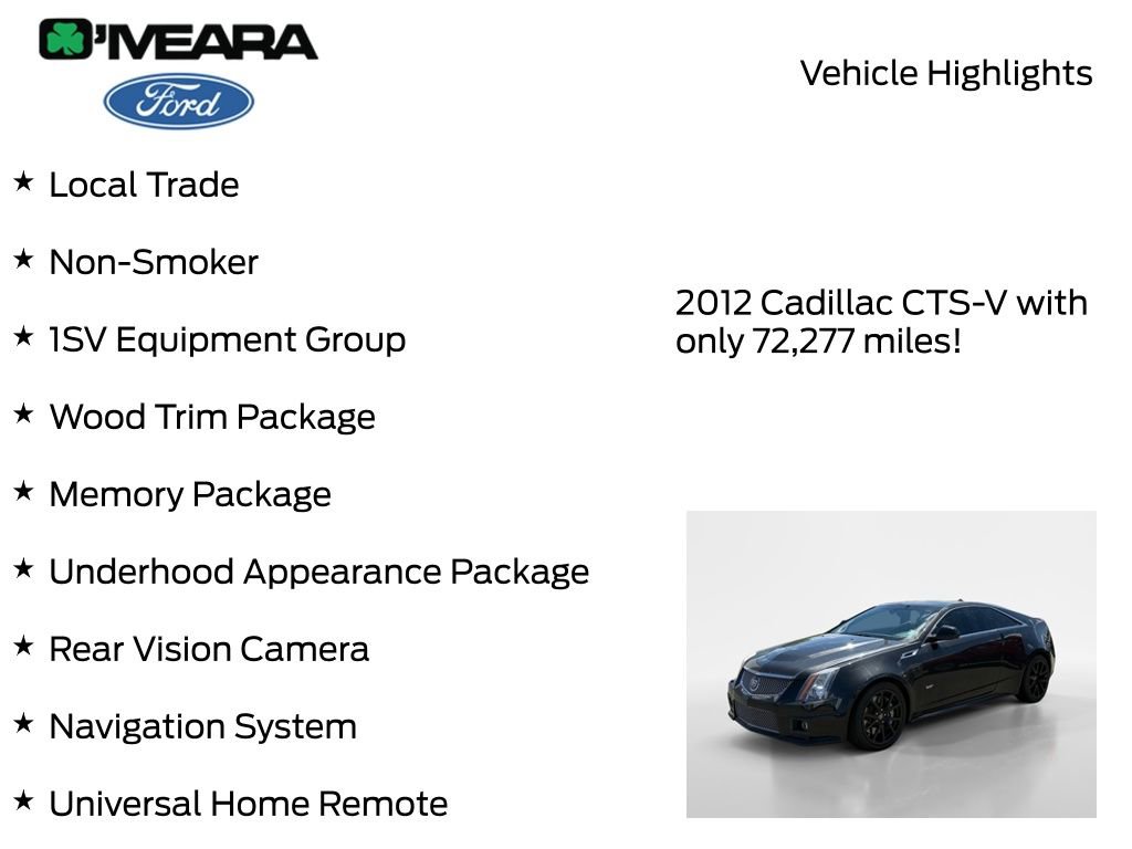 Used 2012 Cadillac CTS V w/ Wood Trim Package RWD image 8