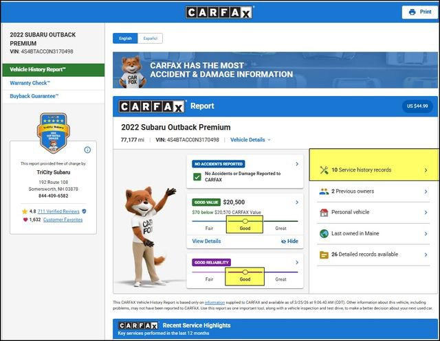 Used 2022 Subaru Outback Premium image 12