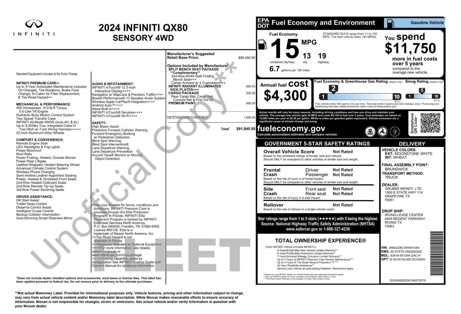 Used 2024 INFINITI QX80 Sensory w/ Cargo Package AWD/4WD image 59