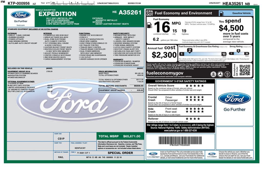 Used 2017 Ford Expedition EL Limited w/ Equipment Group 301A image 62