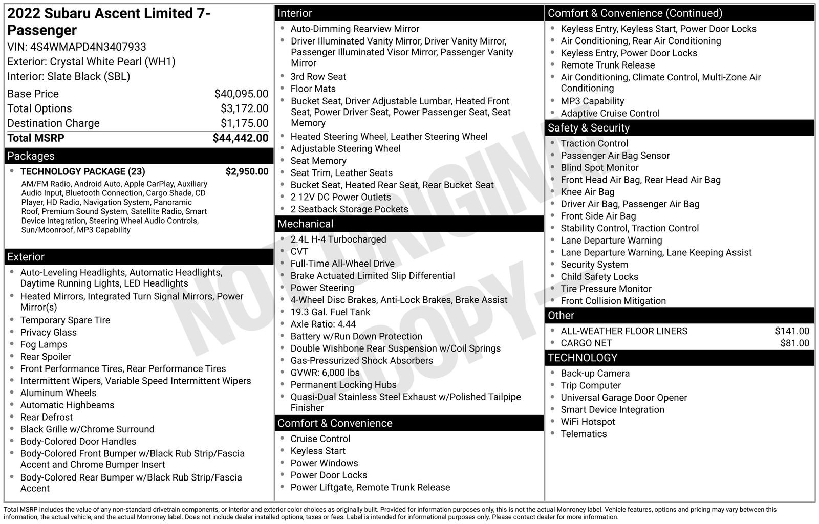 Used 2022 Subaru Ascent Limited w/ Technology Package image 6