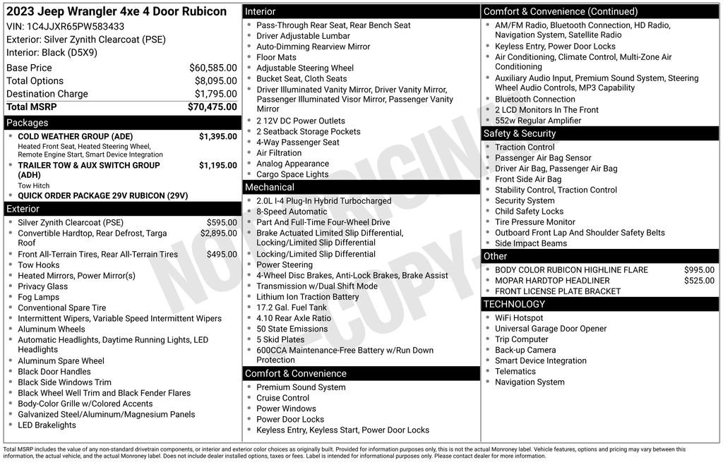 Used 2023 Jeep Wrangler Unlimited Rubicon 4xe w/ Cold Weather Group AWD/4WD image 37