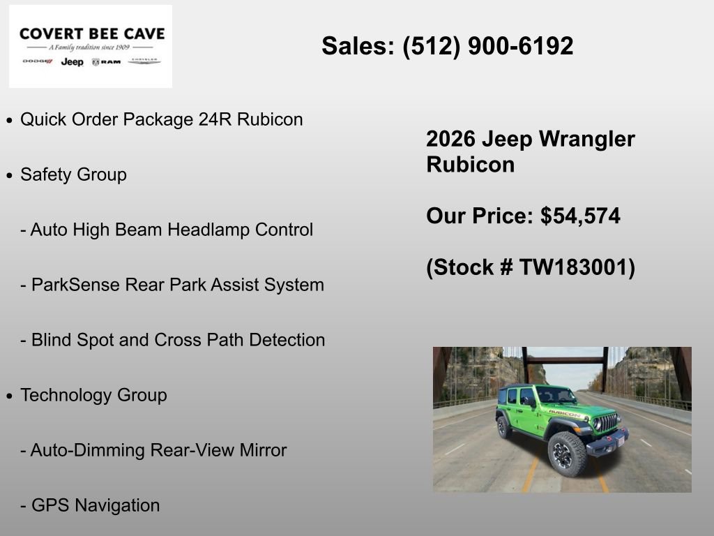 New 2026 Jeep Wrangler Unlimited Rubicon w/ Safety Group AWD/4WD image 6