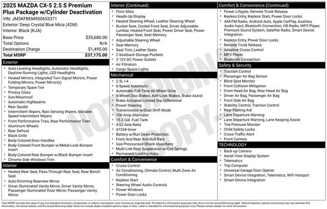 Certified 2025 MAZDA CX-5 AWD 2.5 S w/ Premium Plus Pkg image 6