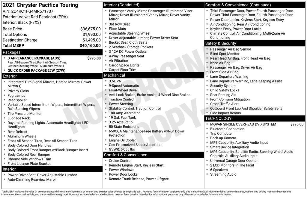 Used 2021 Chrysler Pacifica Touring w/ S Appearance Package FWD image 43