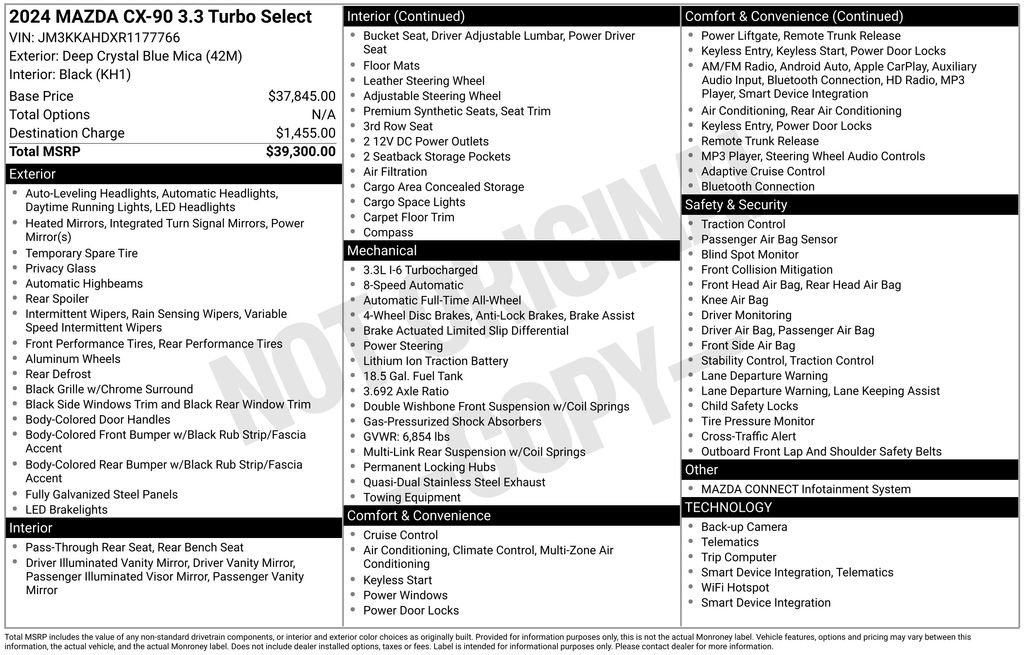 Used 2024 MAZDA CX-90 3.3 Turbo w/ Select Package image 6