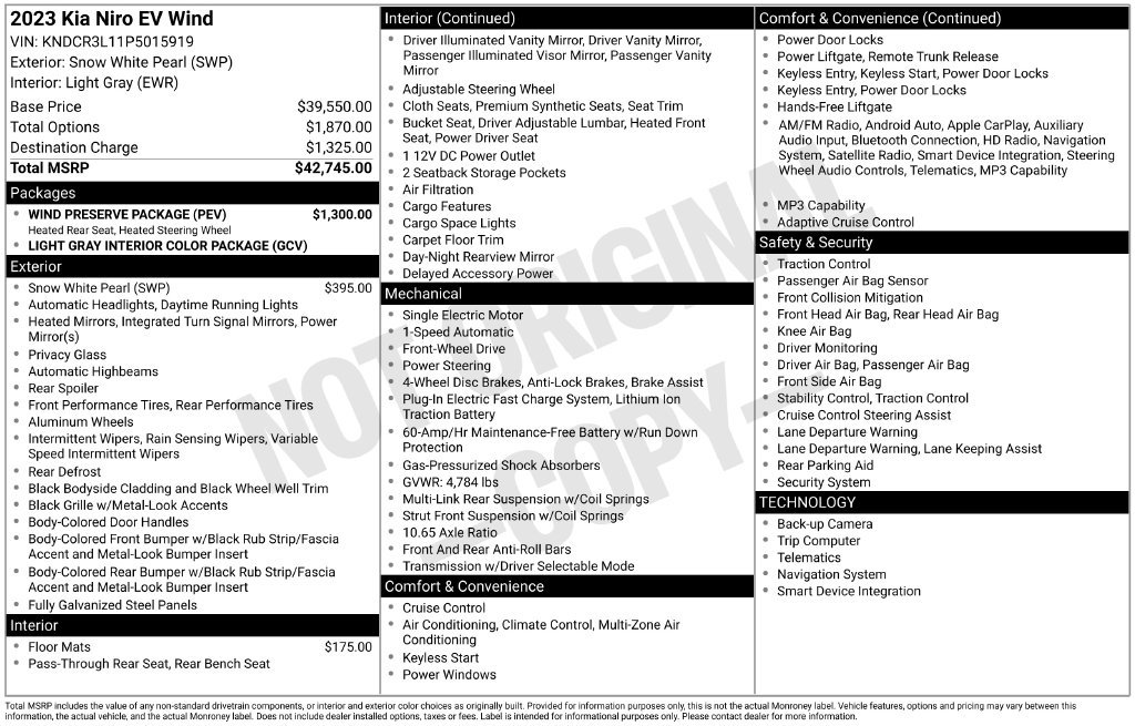 Certified 2023 Kia Niro Wind w/ Wind Preserve Package FWD image 41