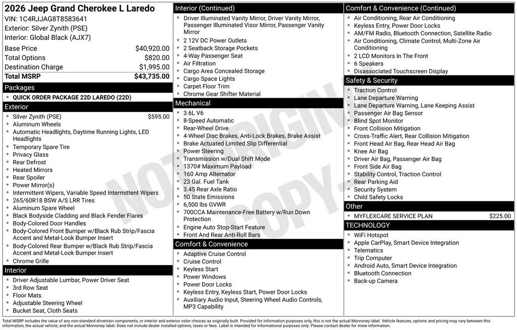 New 2026 Jeep Grand Cherokee L Laredo RWD image 9