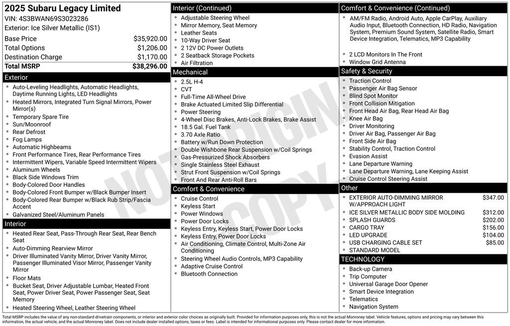 Certified 2025 Subaru Legacy Limited image 8
