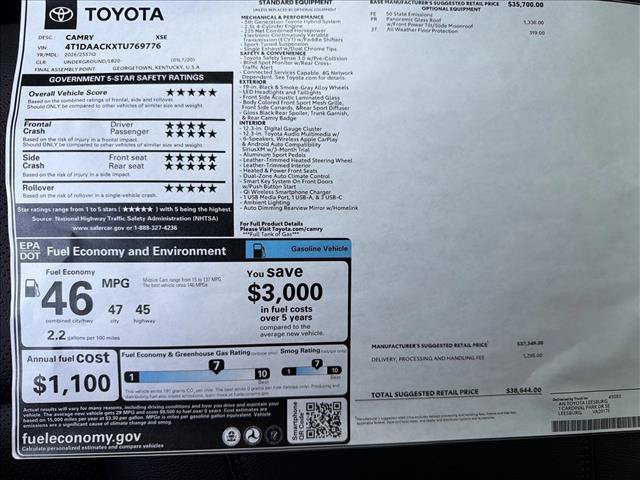 New 2026 Toyota Camry XSE FWD image 25