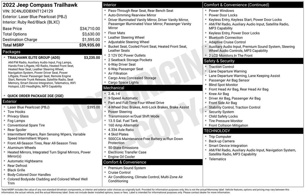 Used 2022 Jeep Compass Trailhawk w/ Trailhawk Elite Group image 30
