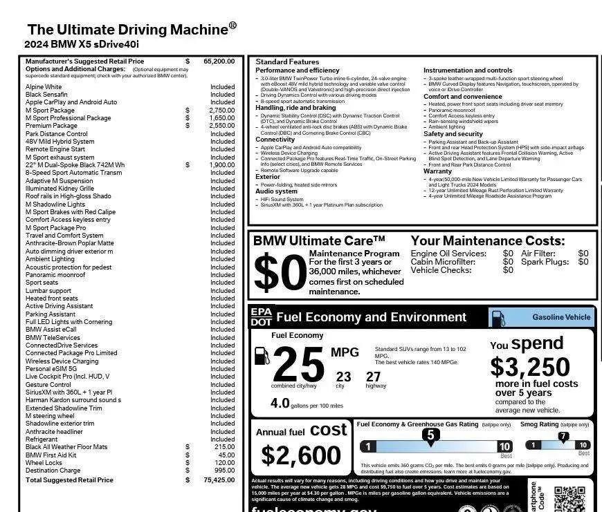 Used 2024 BMW X5 sDrive40i w/ M Sport Package image 61