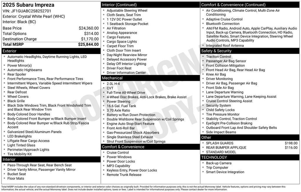 Certified 2025 Subaru Impreza 2.0i AWD/4WD image 11