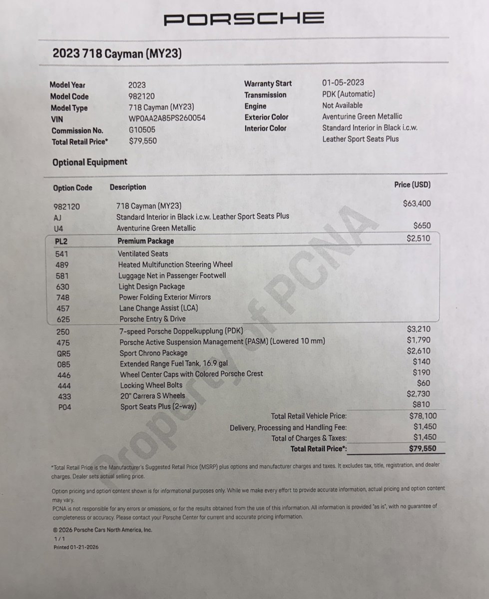 Used 2023 Porsche 718 Cayman T w/ Sport Chrono Package image 43