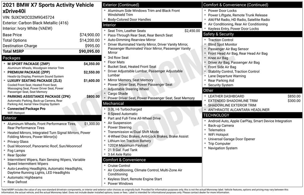 Used 2021 BMW X7 xDrive40i w/ M Sport Package AWD/4WD image 29