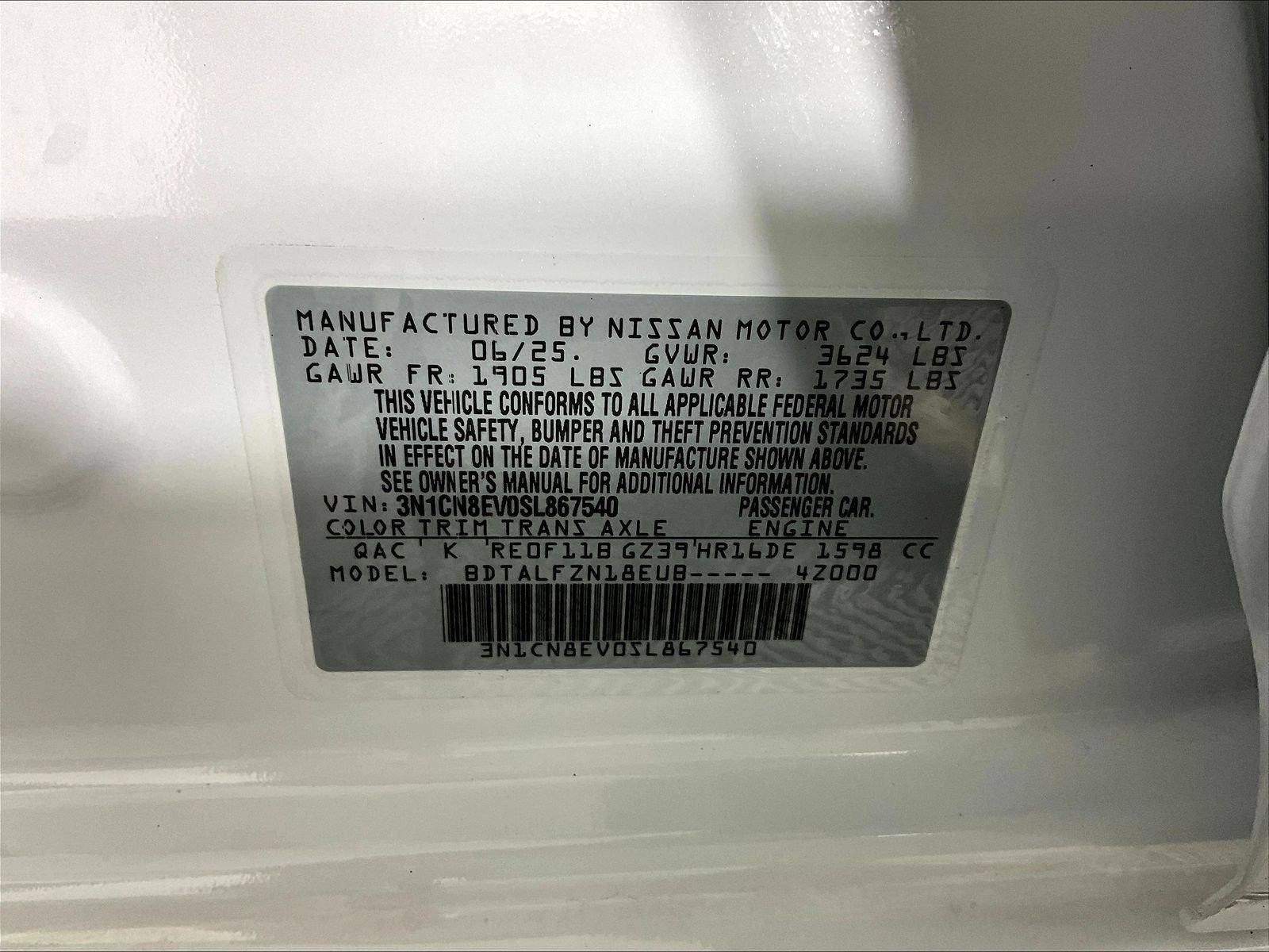 Certified 2025 Nissan Versa SV w/ Trunk Package FWD image 19