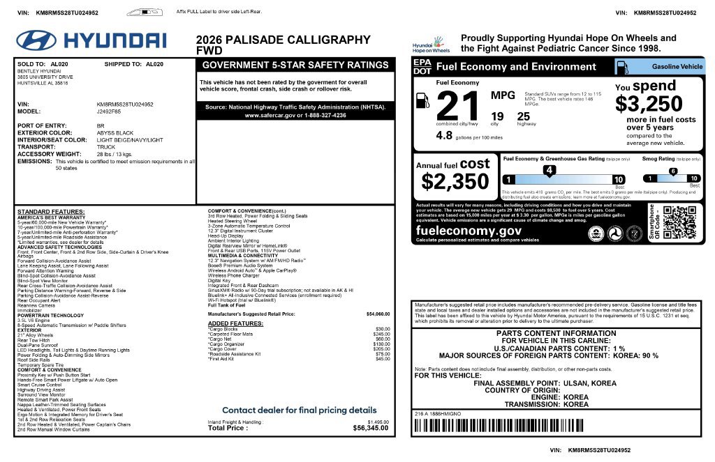 Used 2026 Hyundai Palisade Calligraphy FWD image 6