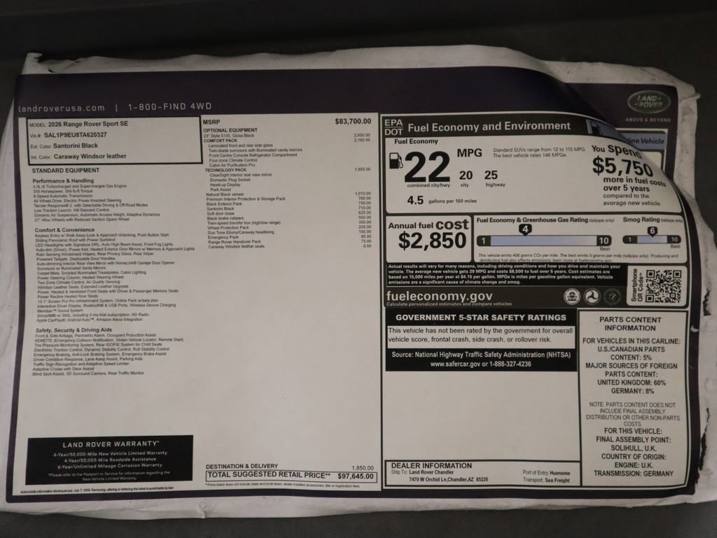 New 2026 Land Rover Range Rover Sport SE image 9