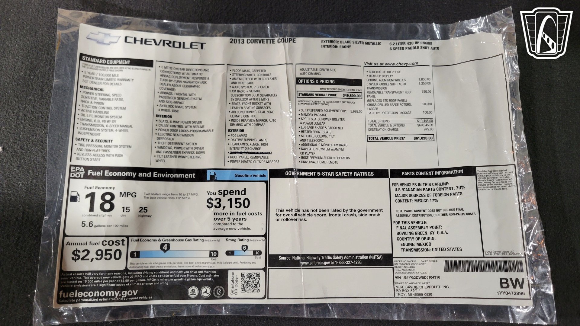 Used 2013 Chevrolet Corvette Coupe w/ 3LT Preferred Equipment Group RWD image 17