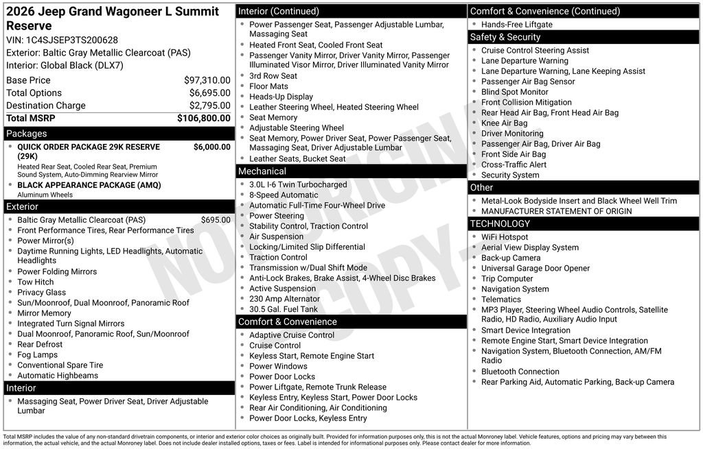 New 2026 Jeep Grand Wagoneer L Summit AWD/4WD image 6