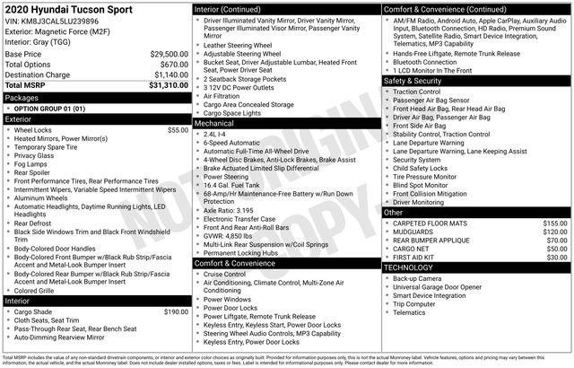 Used 2020 Hyundai Tucson Sport AWD/4WD image 5