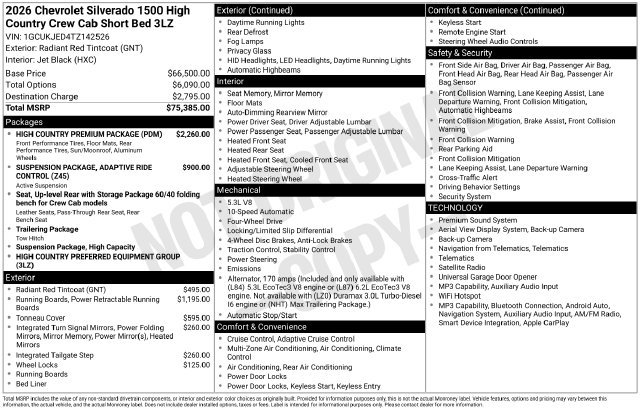 Used 2026 Chevrolet Silverado 1500 High Country w/ High Country Premium Package AWD/4WD image 47