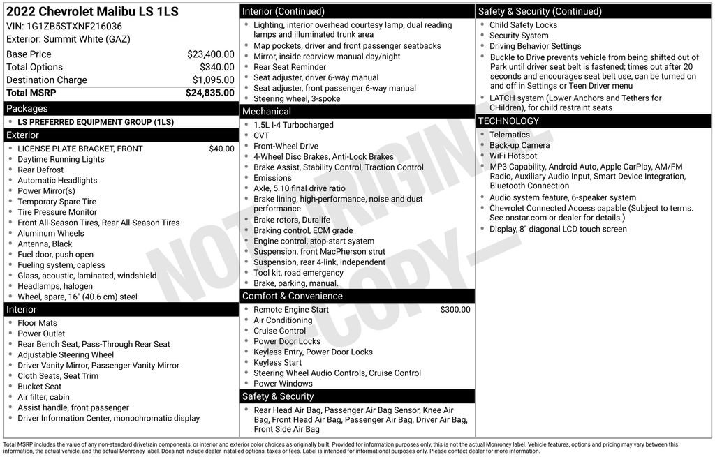 Used 2022 Chevrolet Malibu LS FWD image 3