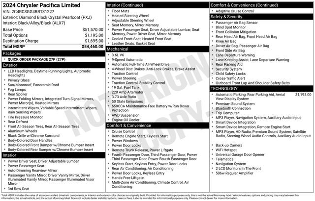 Used 2024 Chrysler Pacifica Limited AWD/4WD image 10