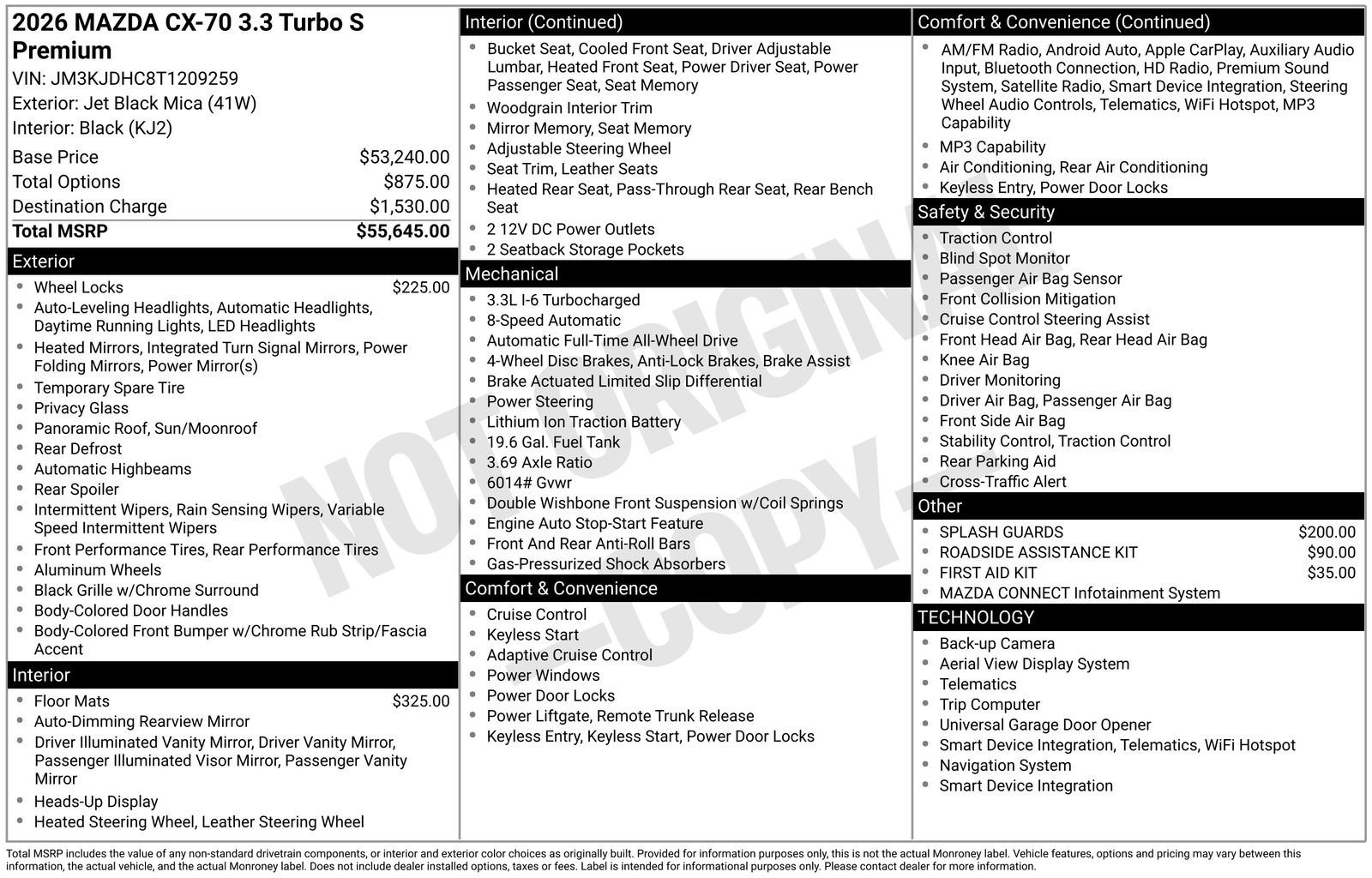 New 2026 MAZDA CX-70 3.3 Turbo S w/ Premium Package AWD/4WD image 4