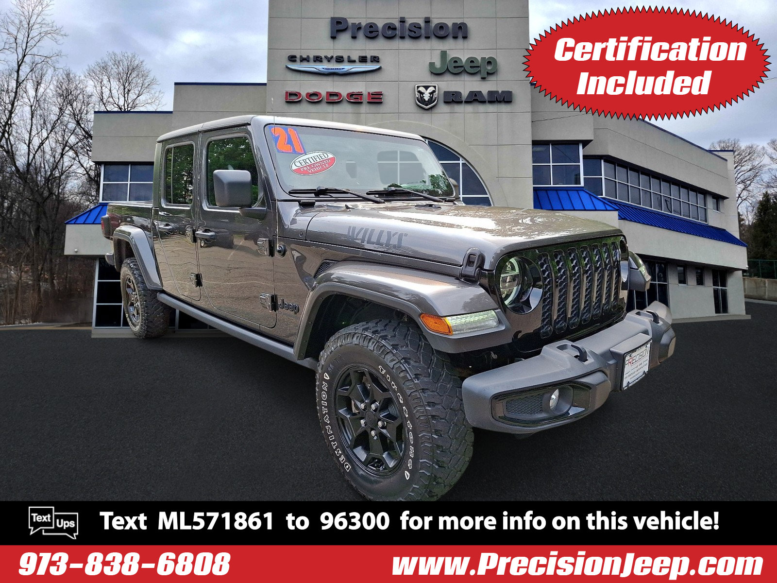 Certified 2021 Jeep Gladiator Willys image 1