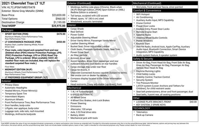 Used 2021 Chevrolet Trax LT w/ Sport Edition image 27