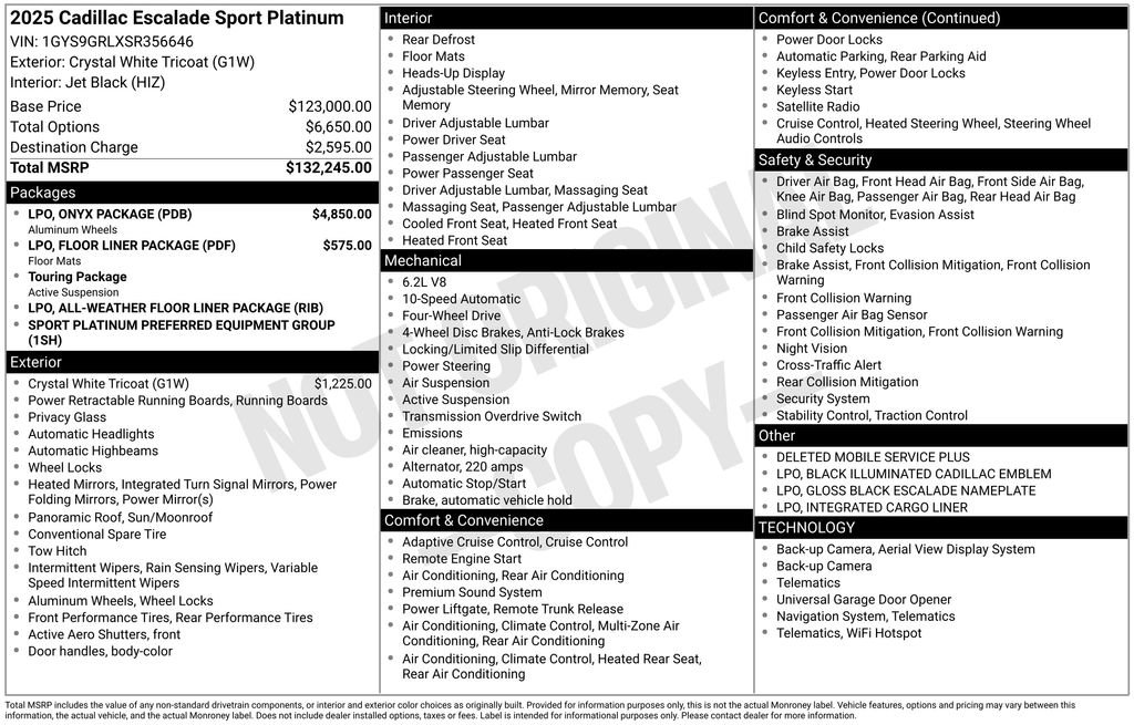 Used 2025 Cadillac Escalade Sport Platinum w/ LPO, ONYX Package image 7