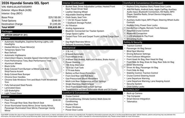New 2026 Hyundai Sonata SEL FWD image 4