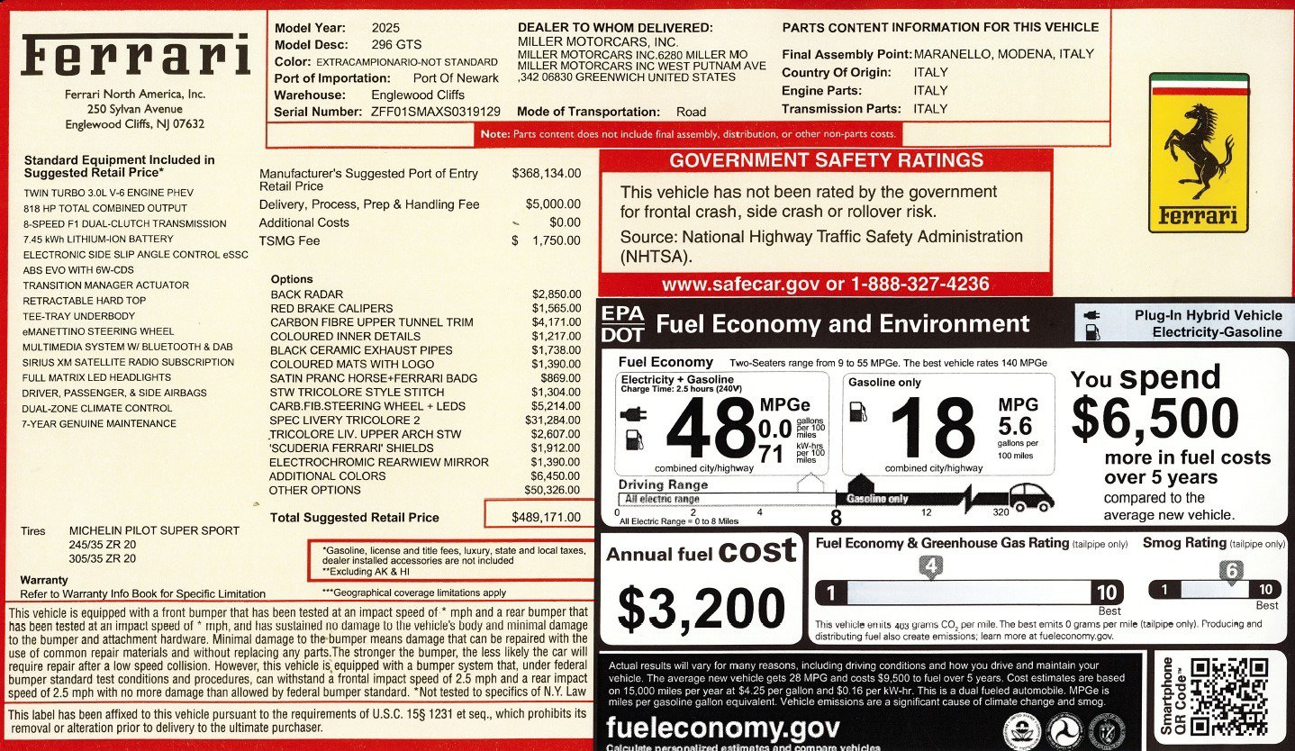 Certified 2025 Ferrari 296 GTS RWD image 2