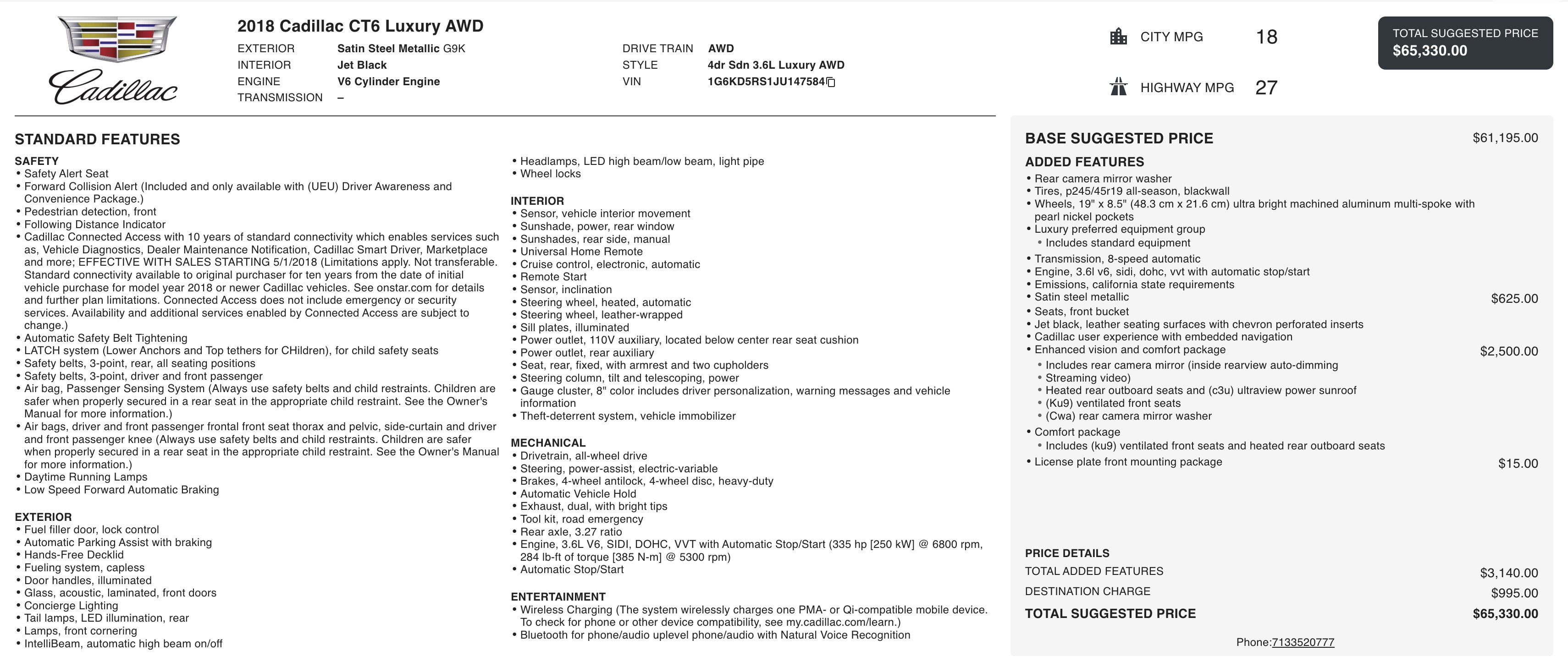 Used 2018 Cadillac CT6 Luxury AWD/4WD image 14