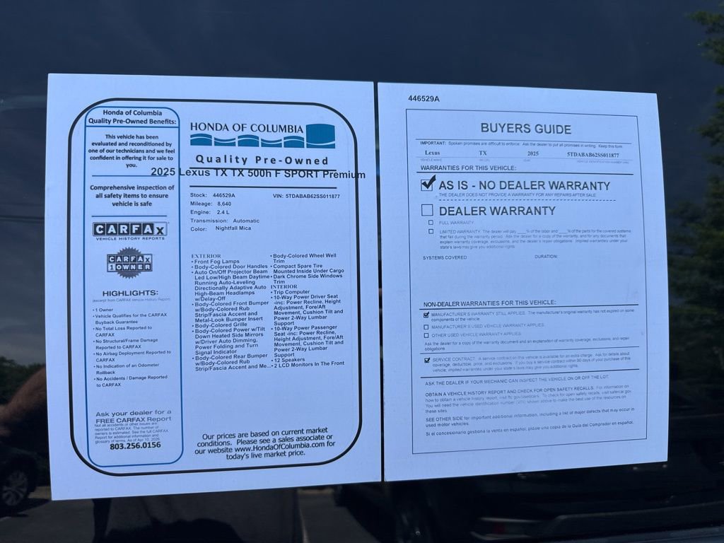 Used 2025 Lexus TX 500h AWD w/ Technology Package image 11