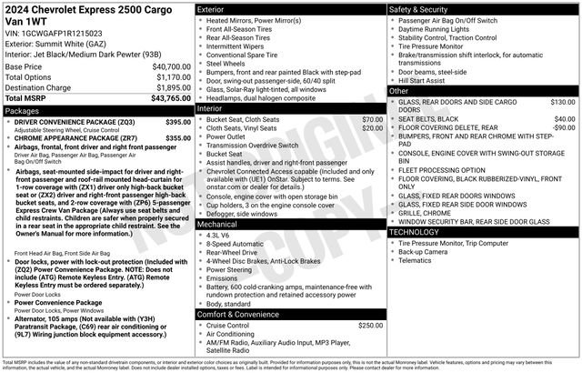 Used 2024 Chevrolet Express 2500 Work Van w/ Driver Convenience Package image 36