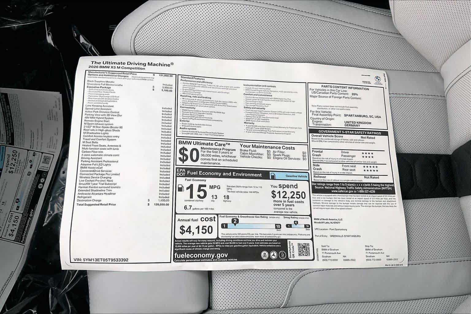 New 2026 BMW X5 M Competition w/ Executive Package AWD/4WD image 18