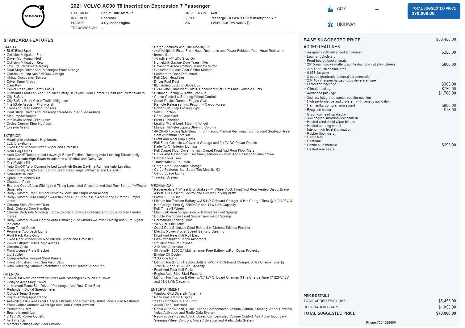 Used 2021 Volvo XC90 T8 Inscription Expression w/ Advanced Package image 30