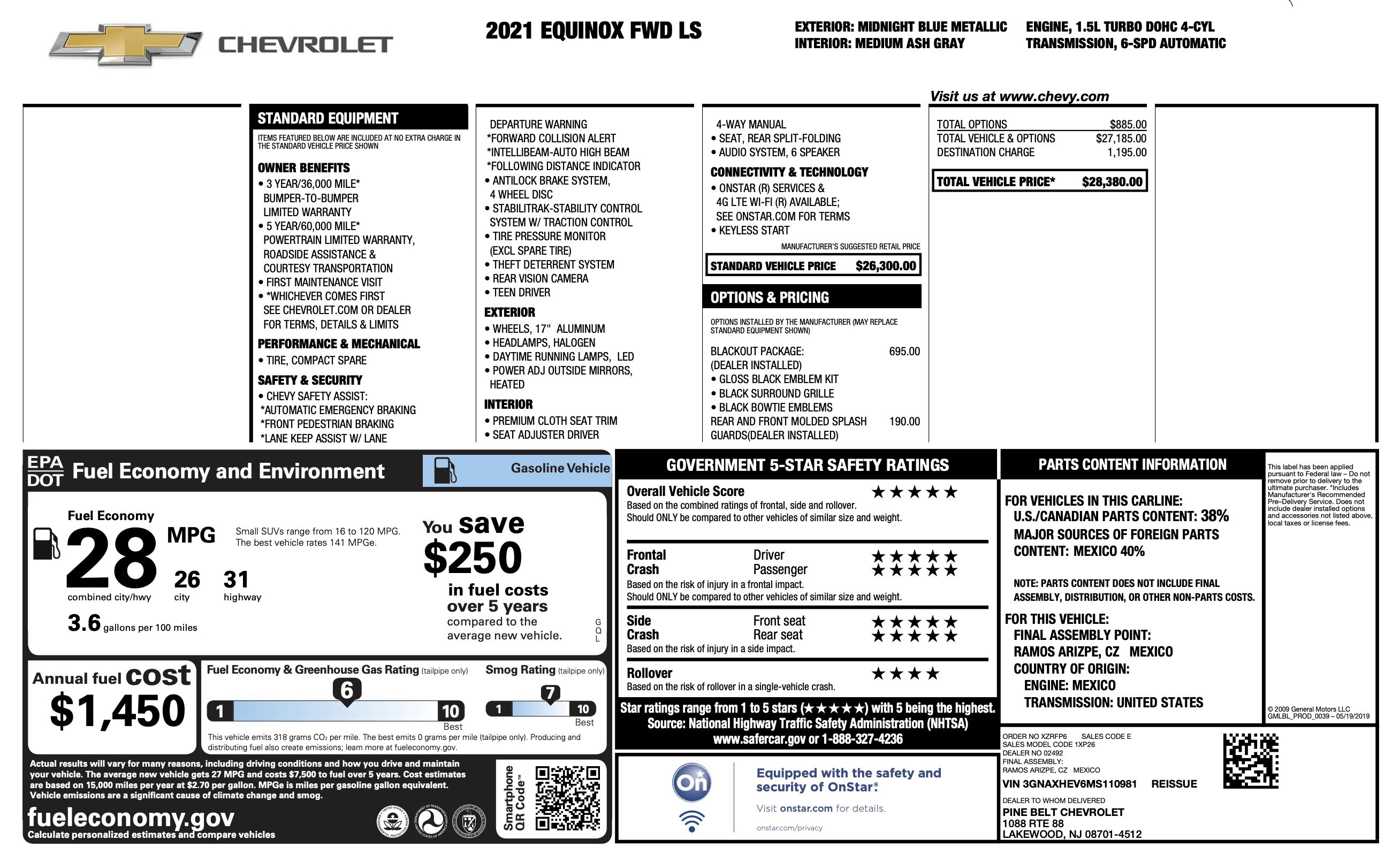 Used 2021 Chevrolet Equinox LS w/ LPO, Blackout Package image 5