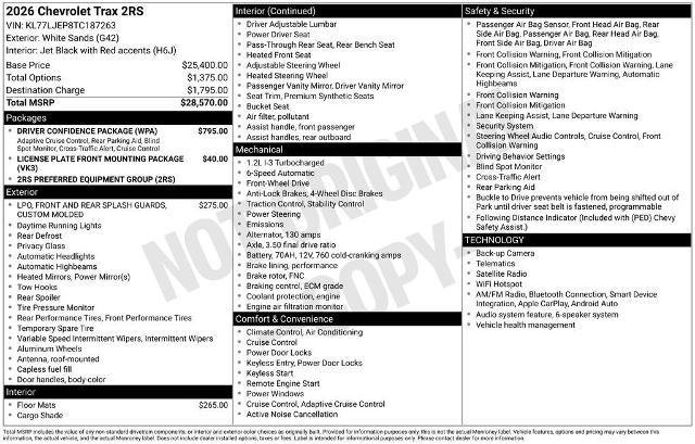 New 2026 Chevrolet Trax RS w/ Driver Confidence Package FWD image 35