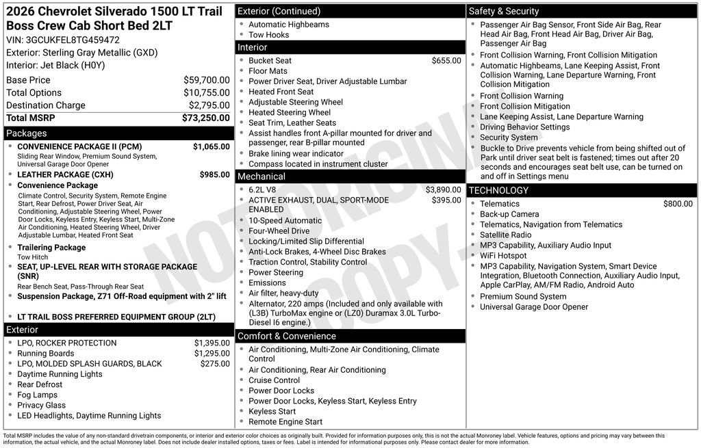 New 2026 Chevrolet Silverado 1500 LT Trail Boss w/ Convenience Package II AWD/4WD image 6