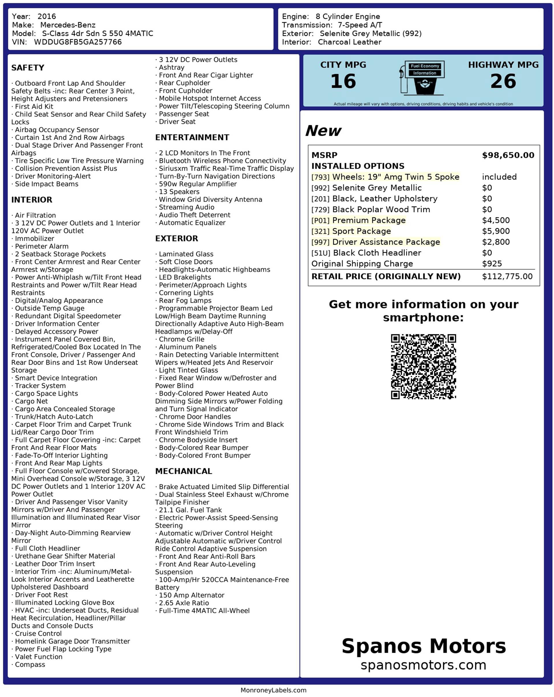 Used 2016 Mercedes-Benz S 550 4MATIC Sedan image 3