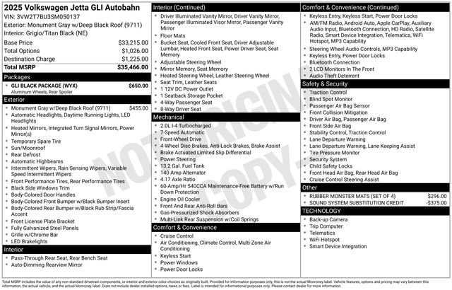 Certified 2025 Volkswagen Jetta GLI Autobahn w/ GLI Black Package image 40
