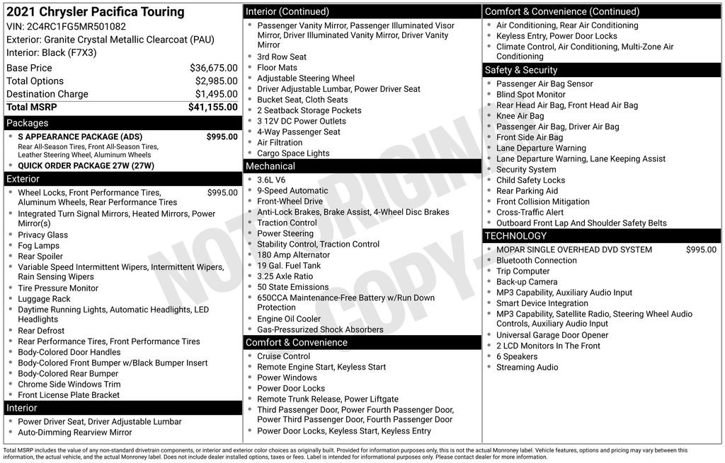 Used 2021 Chrysler Pacifica Touring w/ S Appearance Package image 6