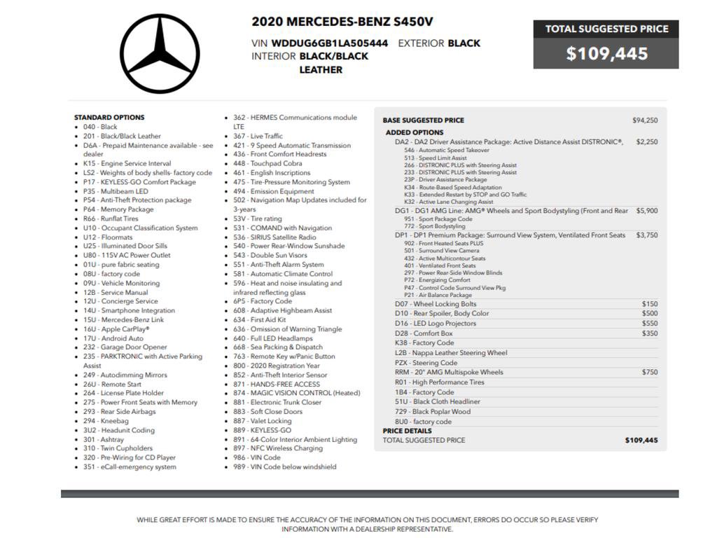 Used 2020 Mercedes-Benz S 450 Sedan image 2